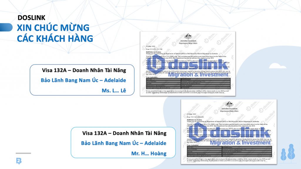 kết quả Bảo Lãnh Bang Nam Úc Visa 132A (doslink.com.vn)