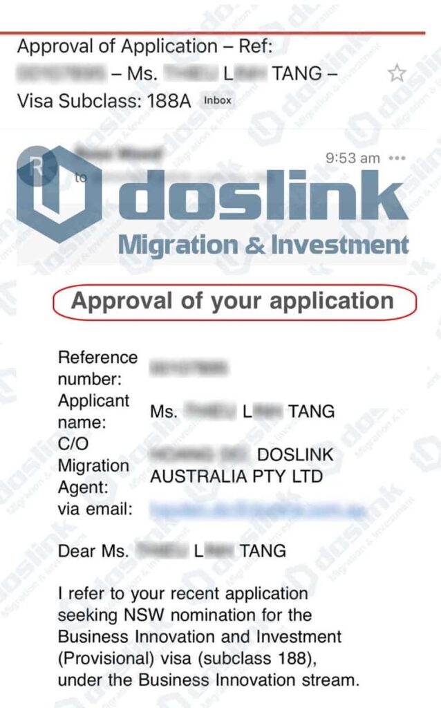 Bảo Lãnh Bang NSW visa 188A ngày 11/06/2021