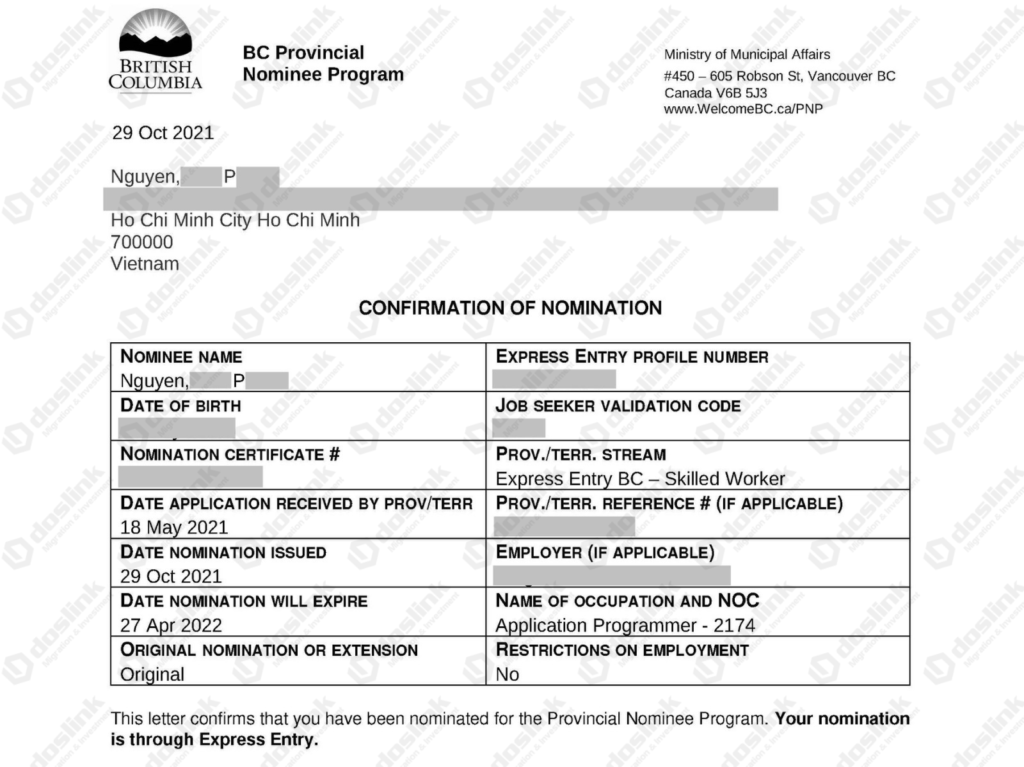 Doslink chúc mừng khách hàng bc pnp tech nhận được nomination