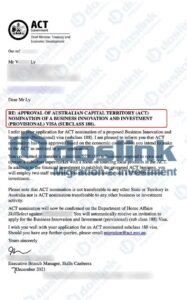 Bảo lãnh bang ACT visa 188A ngày 09 tháng 12 2021