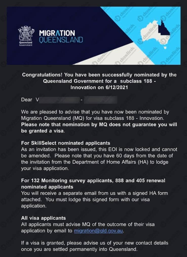 Bảo lãnh bang Queensland Visa 188A ngày 06 tháng 12 năm 2021