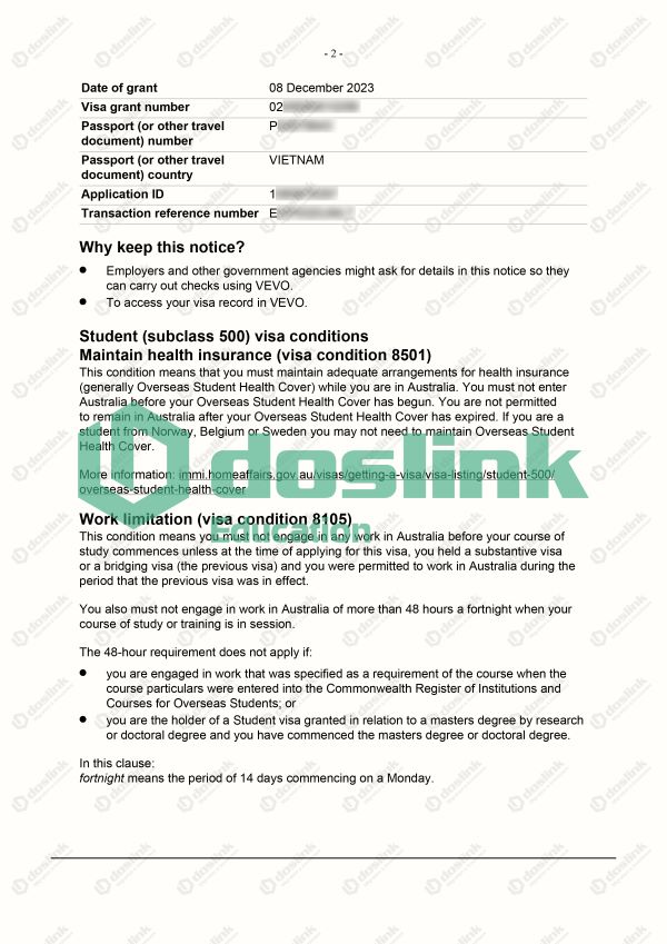 visa 500 Bachelor of Finance and Banking