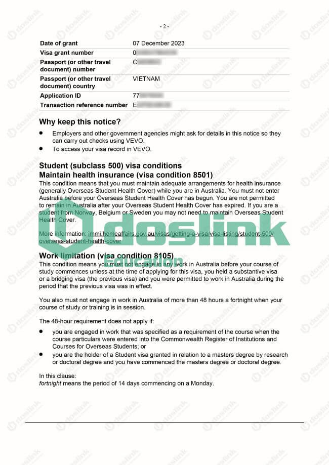 visa 500 thạc sĩ ngành Information Technology