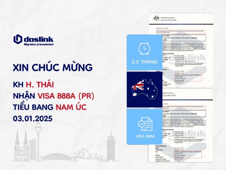 Kết quả PR Úc - visa 888A bang Nam Úc - H. Thái