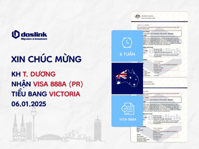 Kết quả PR Úc visa 888A thường trú bang VIC diện đầu tư kinh doanh