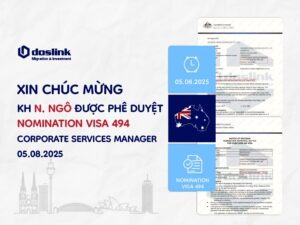 Kết quả phê duyệt nomination visa 494 Corporate Services Manager - N Ngô
