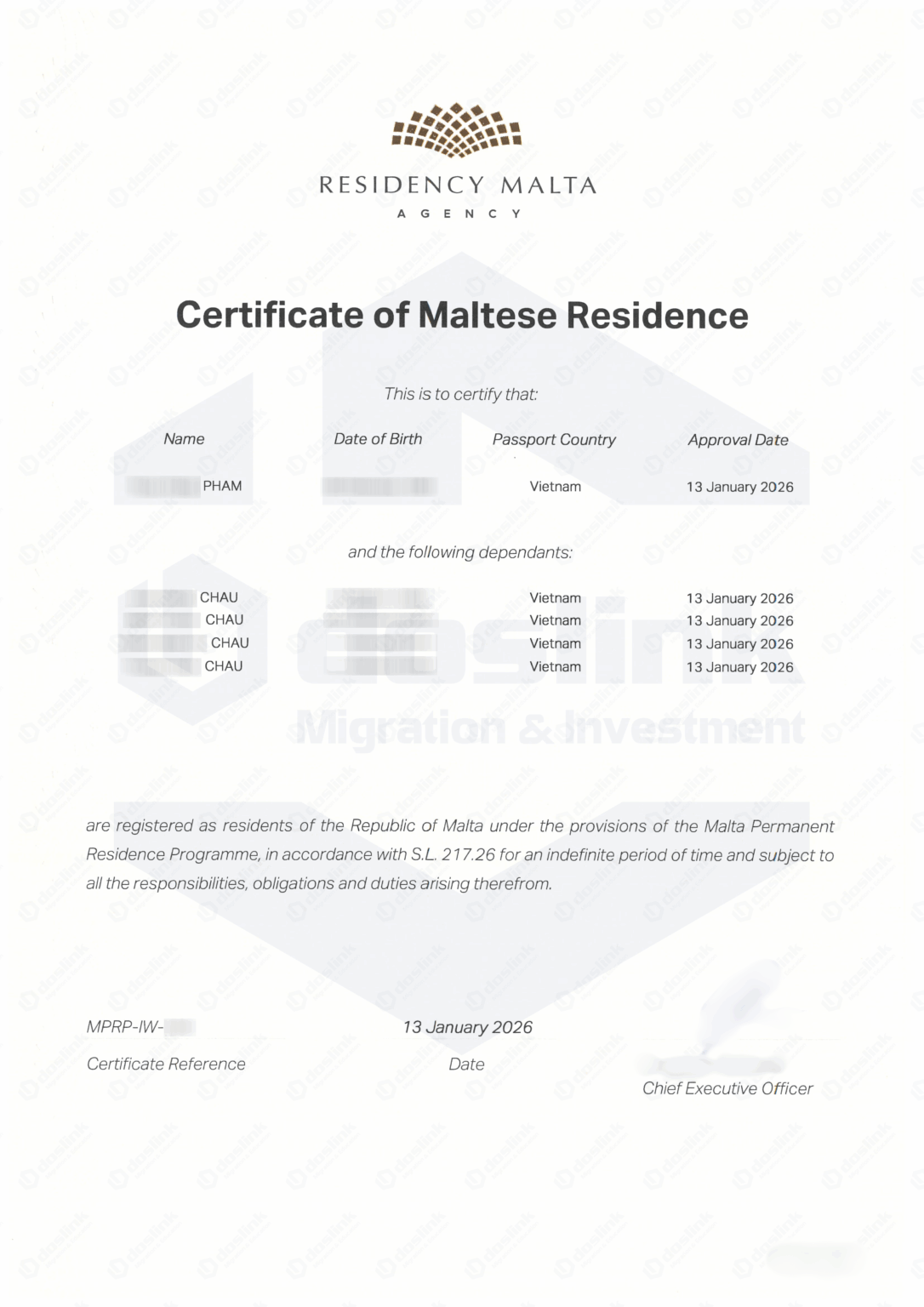 Chứng nhận thường trú nhân